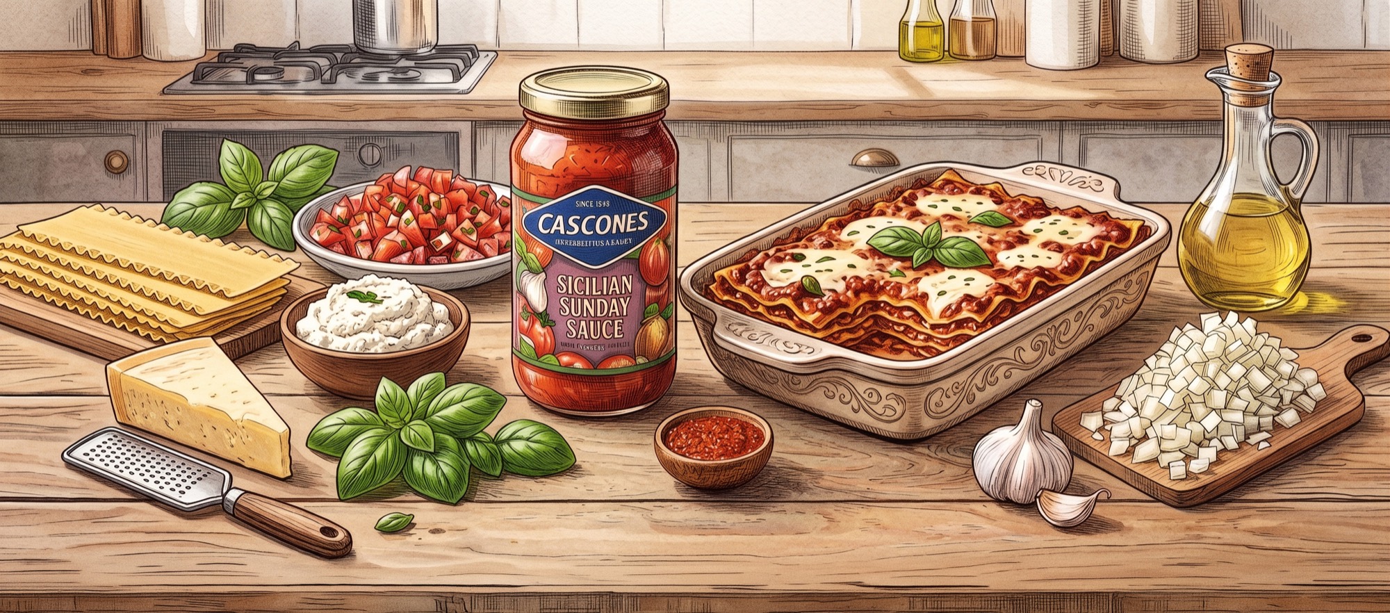 Baked lasagna with Cascone's sauce